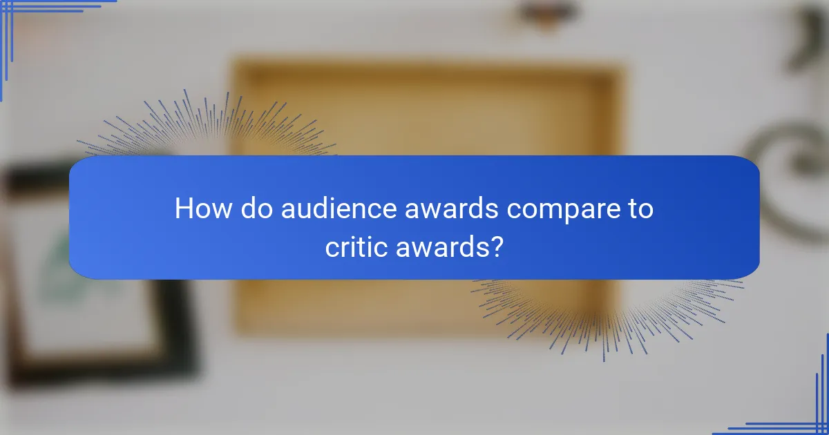 How do audience awards compare to critic awards?