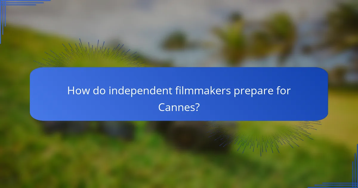 How do independent filmmakers prepare for Cannes?