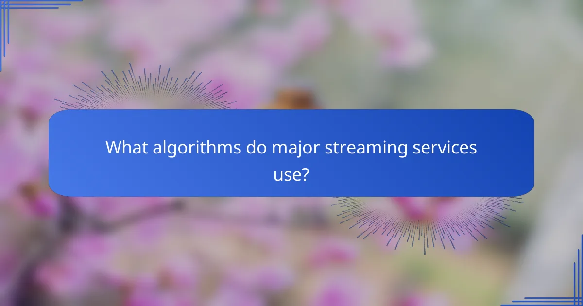 What algorithms do major streaming services use?