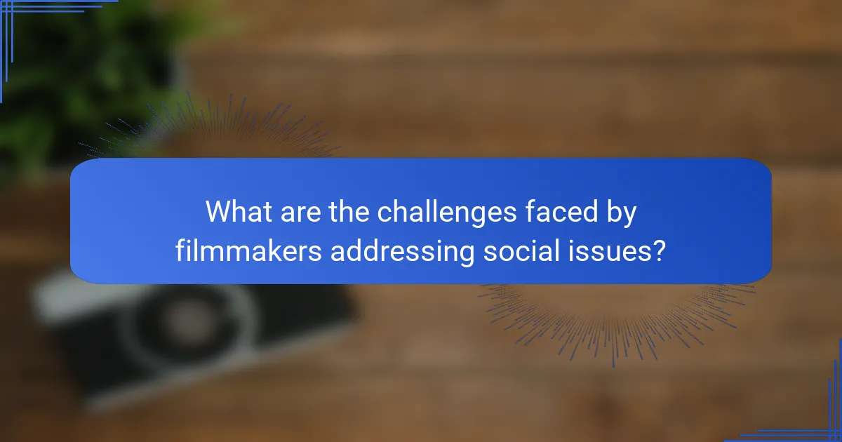 What are the challenges faced by filmmakers addressing social issues?