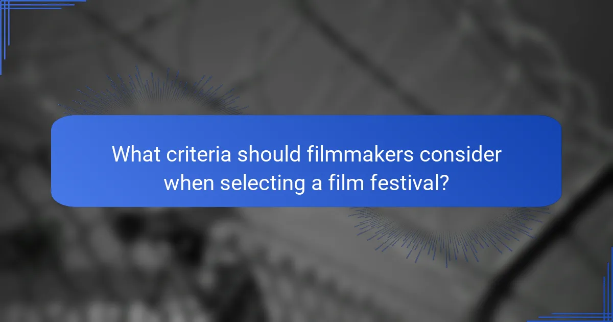 What criteria should filmmakers consider when selecting a film festival?